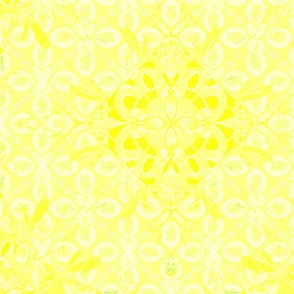 Bright yellow floral geometric boho mandala.