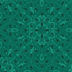 Pretty Emerald green geometric boho mandala.