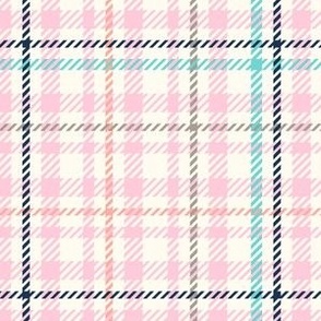 Twill pink plaid geometric pattern medium scale