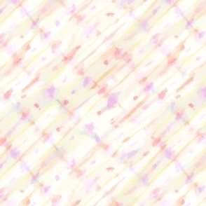 Abstract watercolor lines, plaid in pastel yellow, coral and purple
