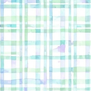 Abstract Watercolor plaid & gingham | Pastel teal, mint, purple