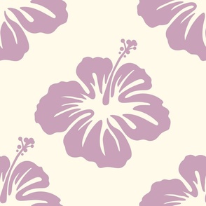 hibiscus wallpaper bedding big mauve purple lilac cream background beach house tropical beachy vibe hawaiian aloha flower 