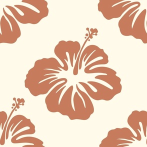 hibiscus wallpaper bedding rust cream background beach house tropical beachy vibe hawaiian aloha flower 