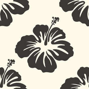 hibiscus wallpaper bedding black cream background beach house tropical beachy vibe hawaiian aloha flower 