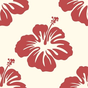 hibiscus wallpaper bedding red cream background beach house tropical beachy vibe hawaiian aloha flower 