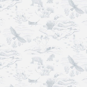 ENCOUNTERS IN THE MOUNTAINS TOILE blue grey XL