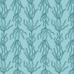 Large - Turquoise algae abstract stripes botanical pattern