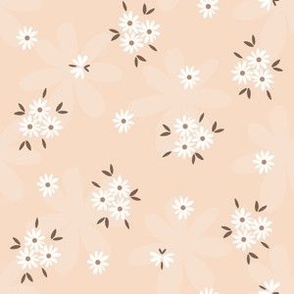 Medium Scale // Daisy Ditsy Floral with Butterflies on Apricot