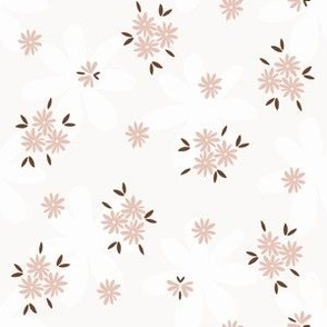 Medium Scale // Blush Pink Daisy Ditsy Floral with Butterflies on White