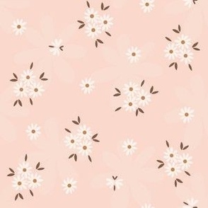 Medium Scale // Daisy Ditsy Floral with Butterflies on Blush Rose Pink