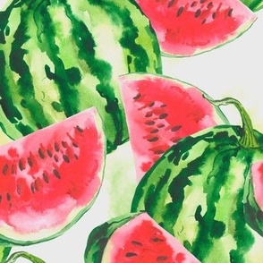 Watercolor Watermelon Fabric, Wallpaper and Home Decor