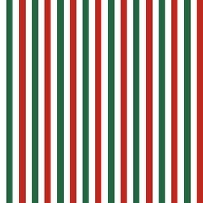 Stripe Binding - Christmas Green/Red/White - 1/4"
