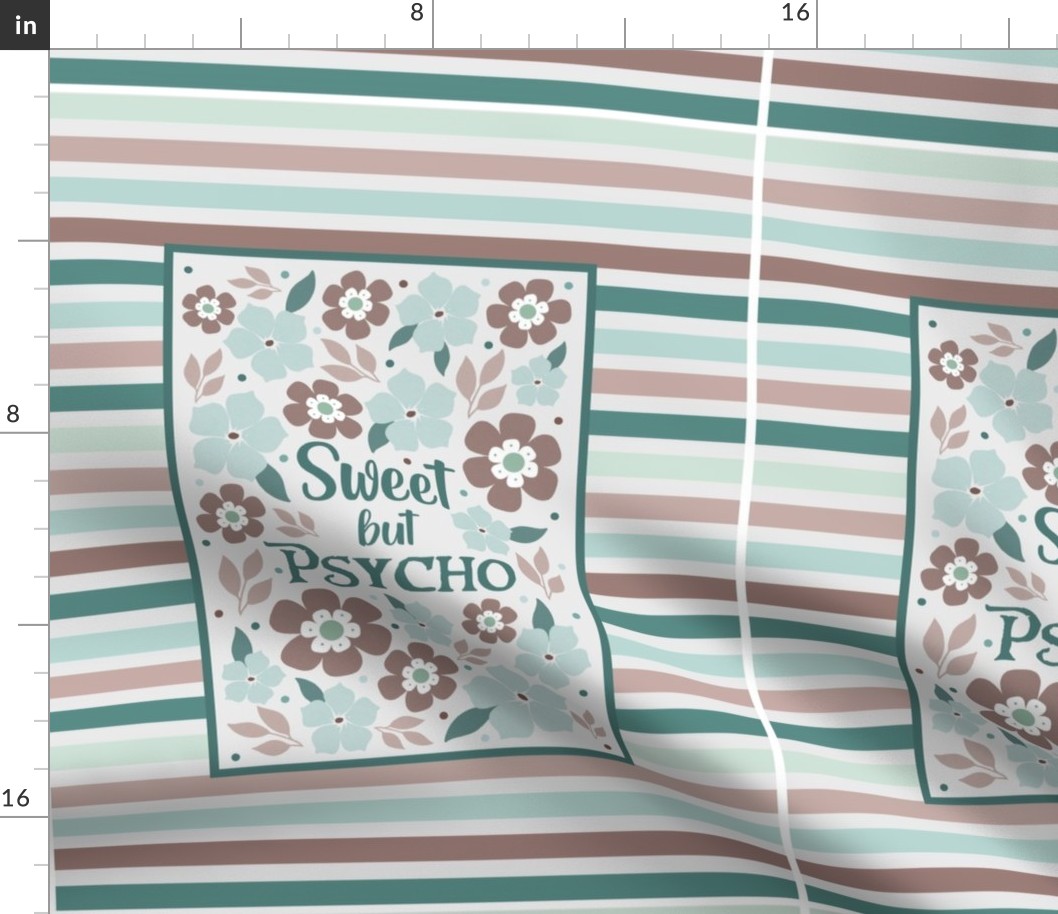 14x18 Panel Sweet But Psycho on Grey for DIY Garden Flag Small Wall Hanging or Hand Towel
