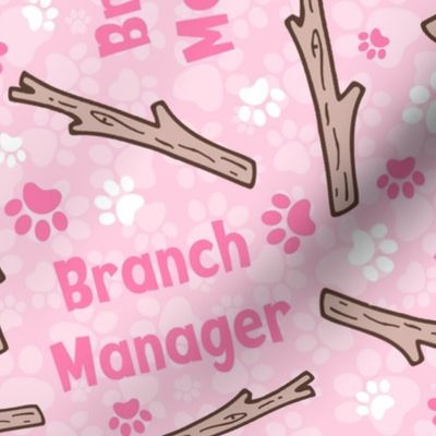 Large Scale Branch Manager Funny Dogs Paw Prints on Pink