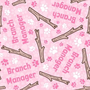 Large Scale Branch Manager Funny Dogs Paw Prints on Pink