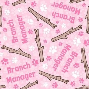 Medium Scale Branch Manager Funny Dogs Paw Prints on Pink