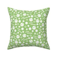 Lucky teacher - st patrick's day illustrations Irish holiday clover smileys and text nineties retro design bright green white