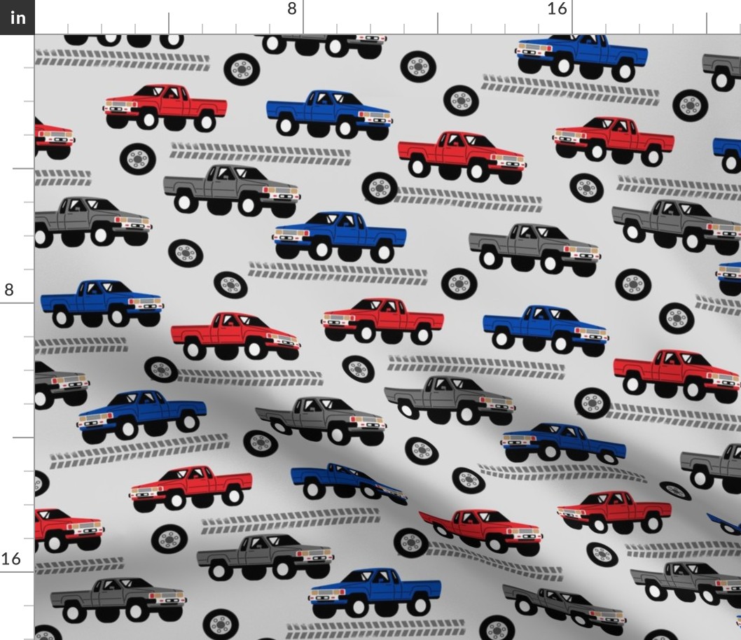 MEDIUM pickup truck fabric - trucks design, boys trucks