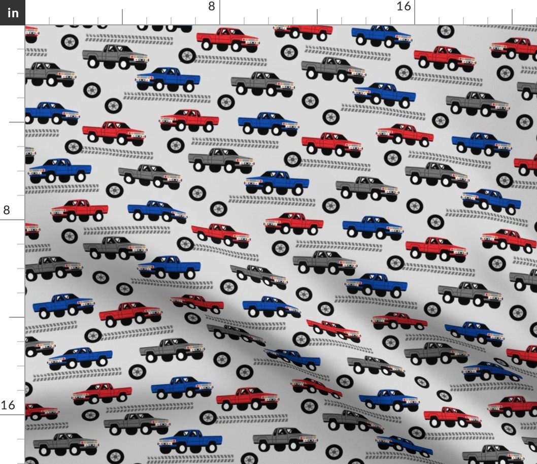 SMALL pickup truck fabric - trucks design, boys trucks