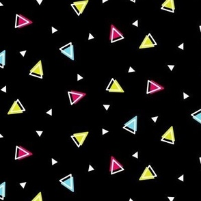 Memphis inspired triangles pattern | Black Background