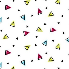 Memphis inspired triangles pattern | White Background