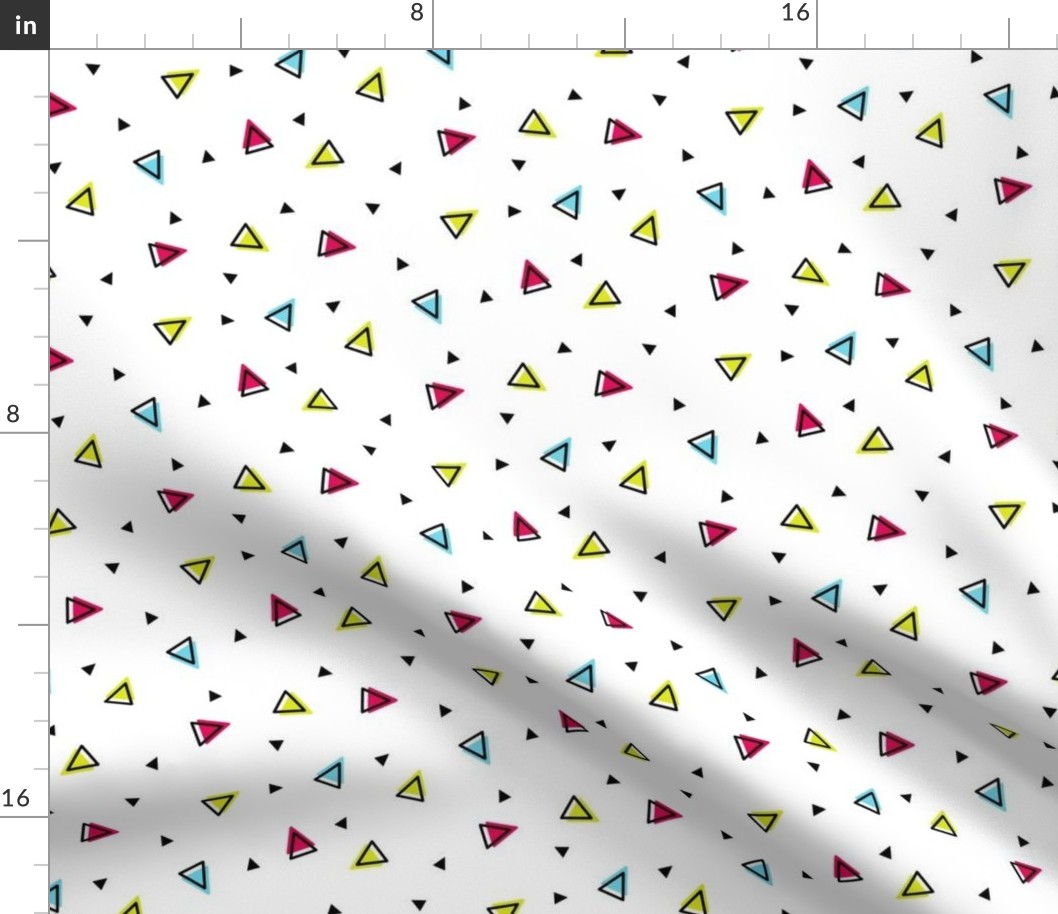 Memphis inspired triangles pattern | White Background