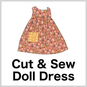 Prairie Flowers Cut & Sew Doll Dress (rose) on FAT QUARTER for Forever Virginia Dolls and other 1/8, 1/6 and 1/5 scale child dolls  // little small scale tiny mini micro doll 