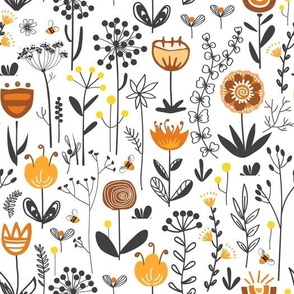 Meadow flowers seamless pattern