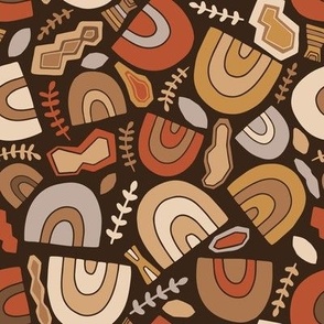 Abstract geometric shapes in brown, beige and terracotta earthy colors
