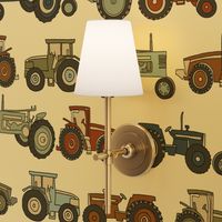 MEDIUM tractor fabric - muted boys kids vintage tractors farm fabric