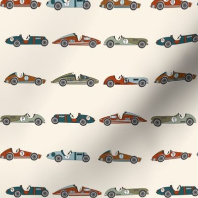 MINI vintage racecars fabric - car, cars, boys, kids design