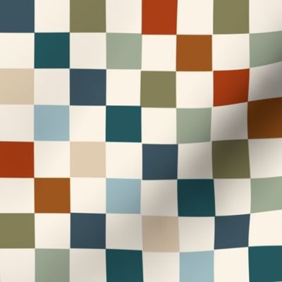 1" checkerboard fabric - muted boys kids design
