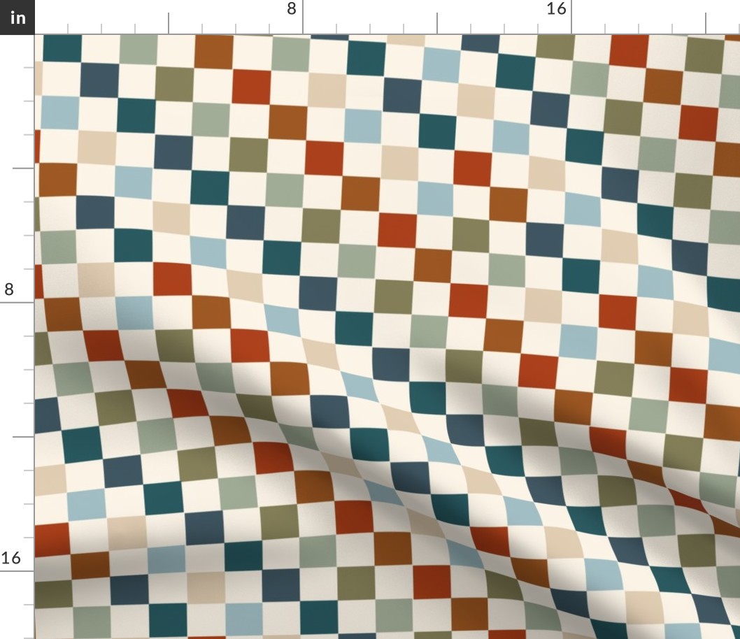 1" checkerboard fabric - muted boys kids design