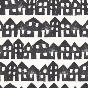 Block Print Houses in White and Black
