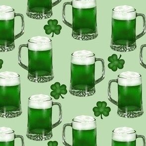 green beer mugs and shamrocks - mint