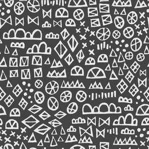 Block Print Geometric Shapes in Black and White