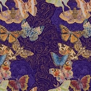 4" // small scale // The Entomologist's Study // butterfly, moth, insect, watercolor, maximal, moody, dreamy, gold, blue, purple