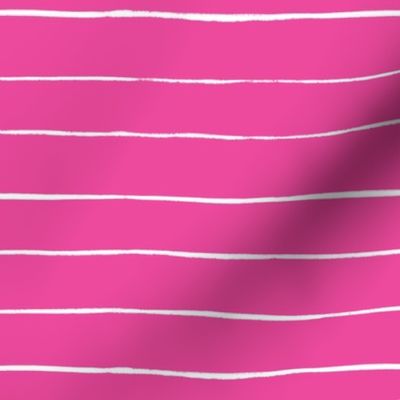 Hot pink and white drawn stripes - coordinate to flamingo beach party - medium