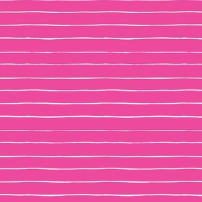 Hot pink and white drawn stripes - coordinate to flamingo beach party - medium