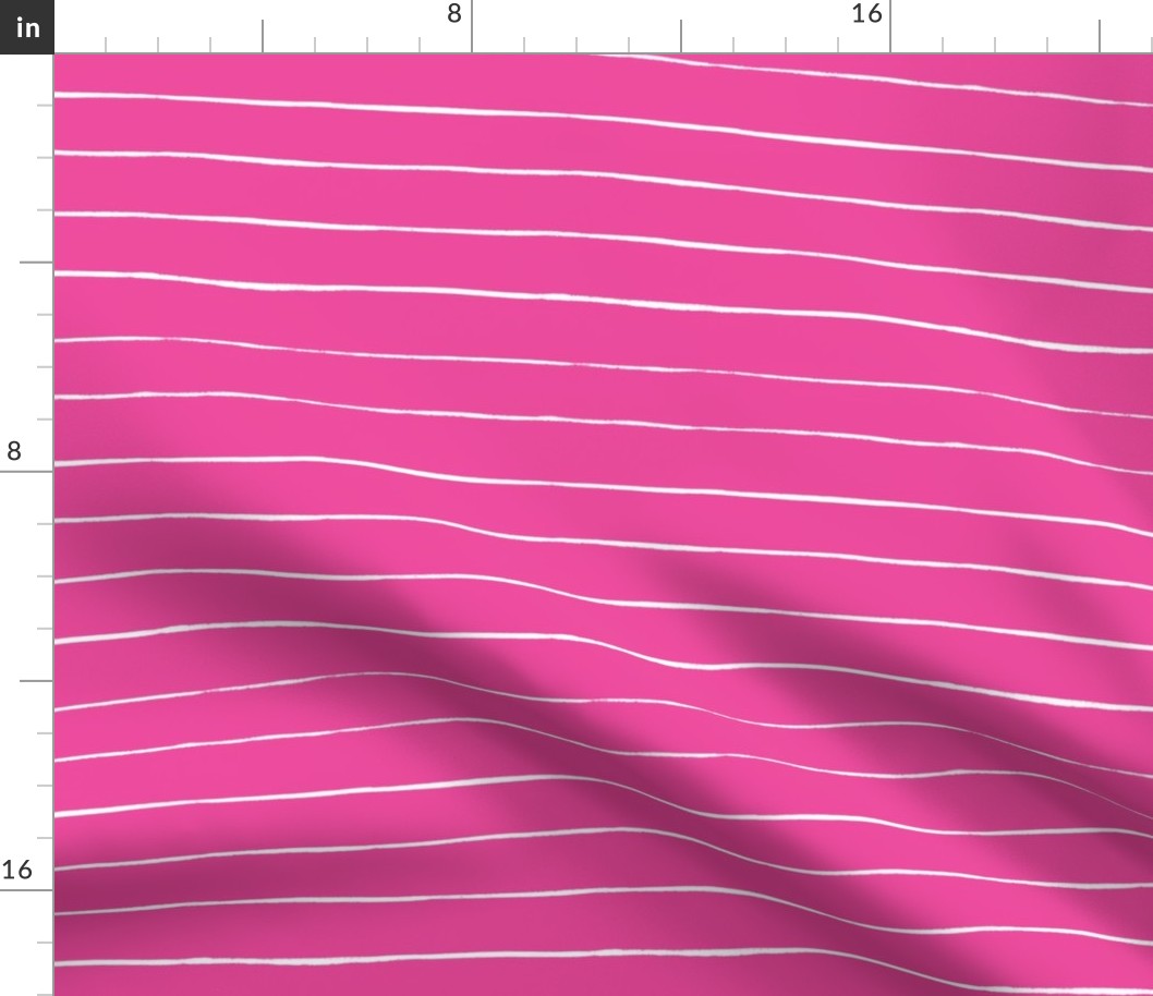 Hot pink and white drawn stripes - coordinate to flamingo beach party - medium