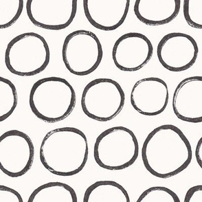 Block Print Circles in White and Black