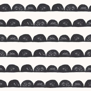 Block Print Half Circles in Black and White