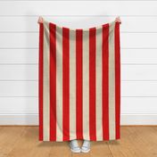 Large Vintage Circus Red and Cream Stripes / Distressed Vintage Red Stripes / Circus Stripes