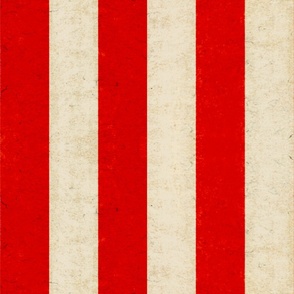 Large Vintage Circus Red and Cream Stripes / Distressed Vintage Red Stripes / Circus Stripes