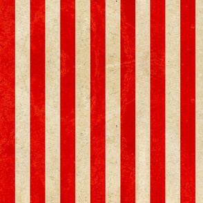 Small Vintage Circus Red and Cream Stripes / Distressed Vintage Red Stripes / Circus Stripes