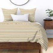 Scallop Stripe {Forest Green, Straw and Goldenrod on Cream} Thin Curvy Striped Lines