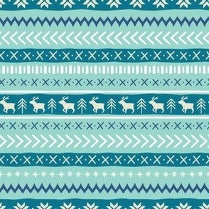 Christmas Sweater Pattern - Small Scale - Blues Knit Pattern Stripes