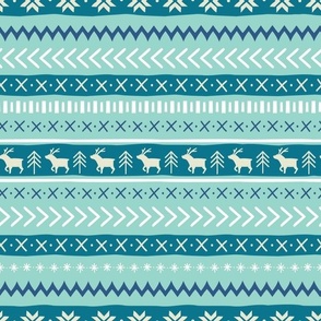 Christmas Sweater Pattern - Medium Scale - Blues Knit Pattern Stripes