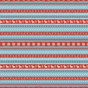 Christmas Sweater Pattern - Ditsy Scale - Blue and Red Knit Pattern Stripes