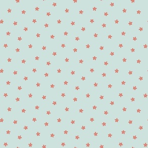 spring garden little violets in coral pink and cream on light blue petal sea glass